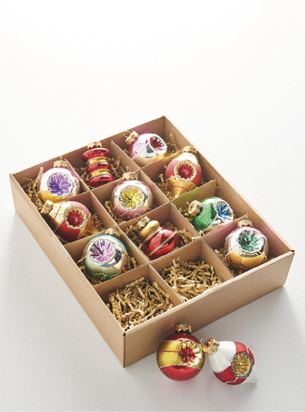 Raz Box of 12 3.25" Bright Vintage Glass Christmas Ornaments 4120894-3