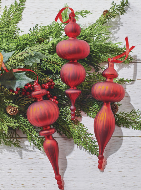 Raz Imports 9.5" Red Finial Glass Christmas Ornament 4124579