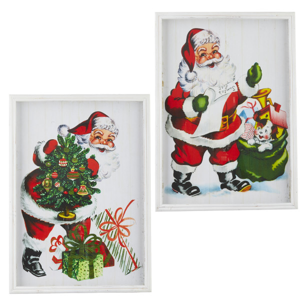 Raz 22" scatola delle ombre di Babbo Natale con stampa incorniciata cartello natalizio decorazione da parete 4144599 -2