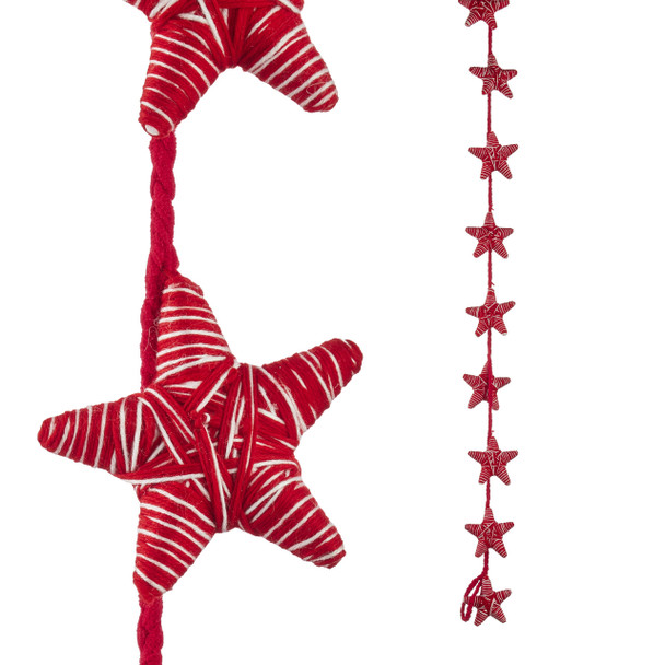 Raz 6' Red and White Yarn Star Christmas Tree Garland G4160800 -2