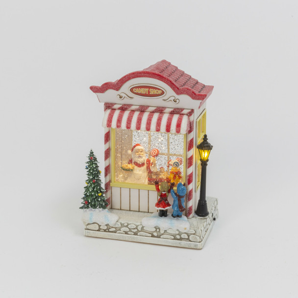 8.8" Battery Operated Santa Candy Shop Spinning Water Globe Christmas Decoration 2597390