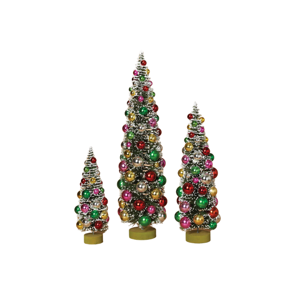 Set of 3 Frosted Multicolor Bottle Brush Trees Christmas Figure 2223850