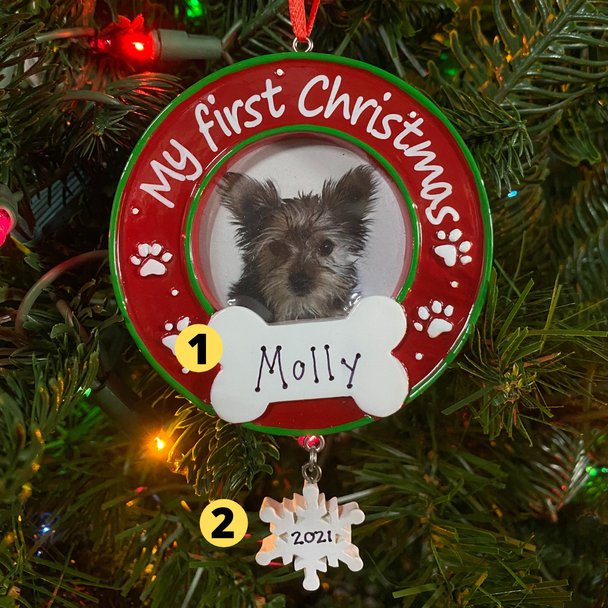 My First Christmas Dog Picture Frame Personalized Christmas Ornament PF1717-3