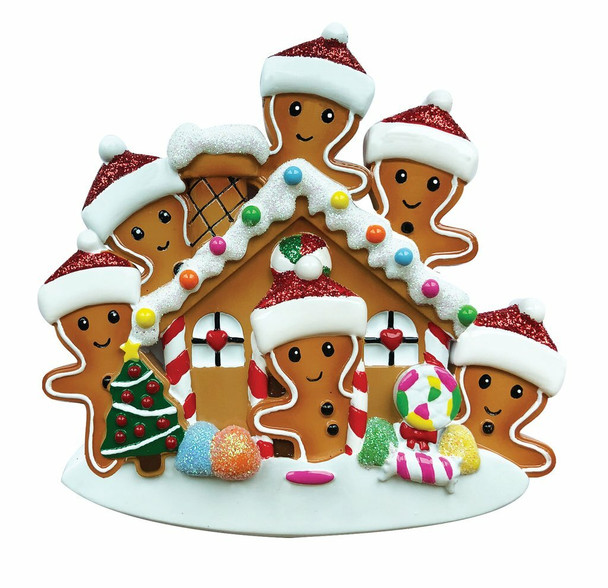 Gingerbread House Family of 6 Personalized Christmas Ornament OR872-6