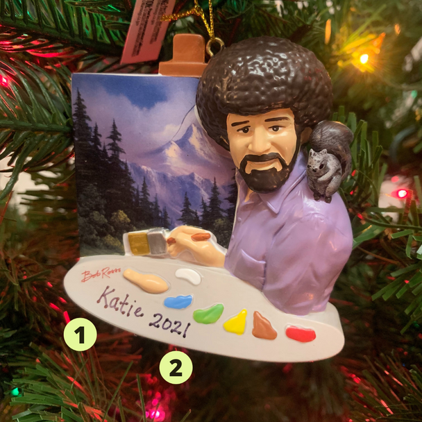 lukisan bob ross 3,5" hiasan natal yang dipersonalisasi bo2201 -3