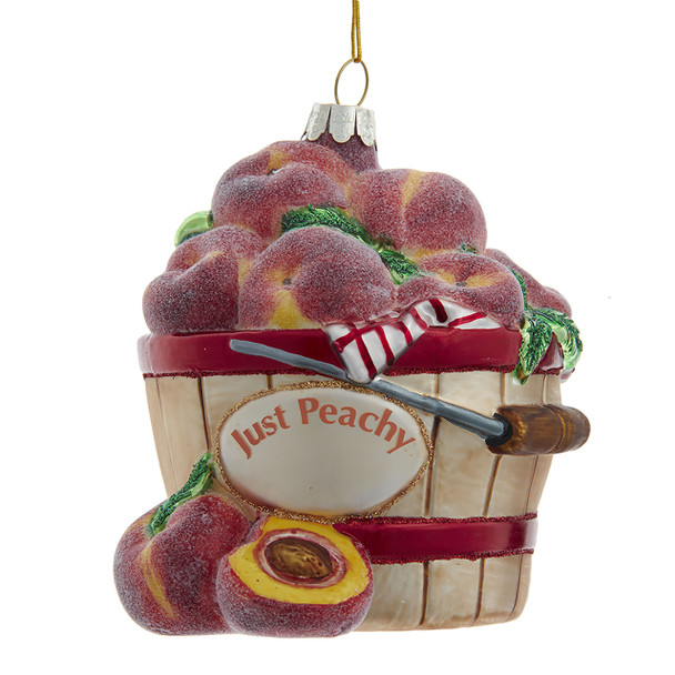 5.5 Noble Gems Peaches in Basket Glass Christmas Ornament NBX0050