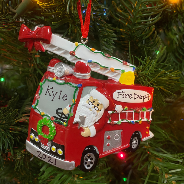 Christmas Parade Fire Truck Personalized Christmas Ornament OR1583-2