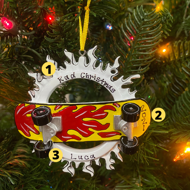 Skateboarding personalisierter Weihnachtsschmuck or510-r