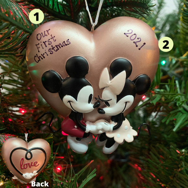 Hallmark Adorno navideño personalizado de Mickey y Minnie Love de 3,6" 2HCM9578 -3