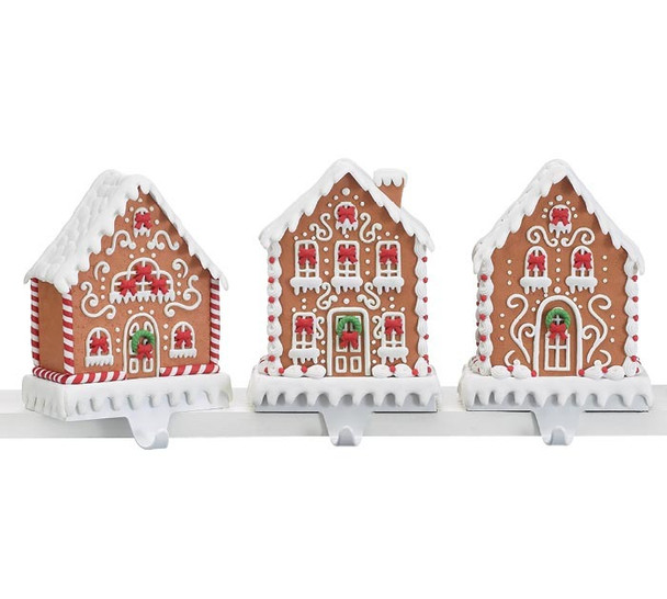 7.75" Claydough Gingerbread House Christmas Stocking Holder 9742090