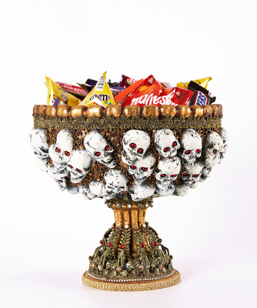 Katherine's Collection Shakesfeare Skeleton Head Halloween Candy Bowl 28-228473