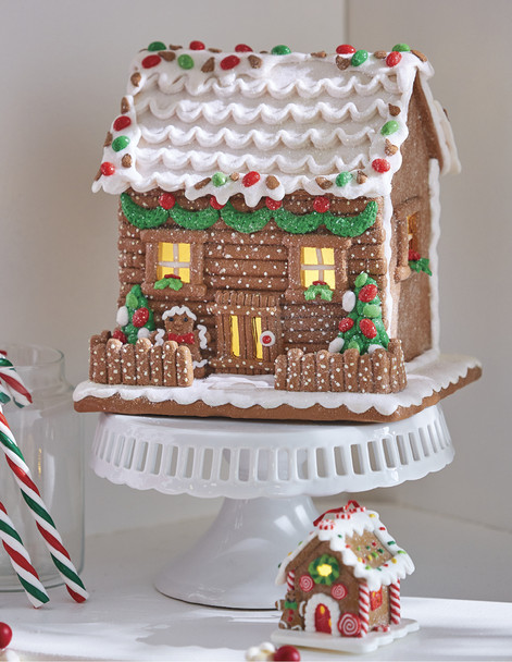 Raz 8.25" Lighted Pretzel Gingerbread House Christmas Decoration 4216267