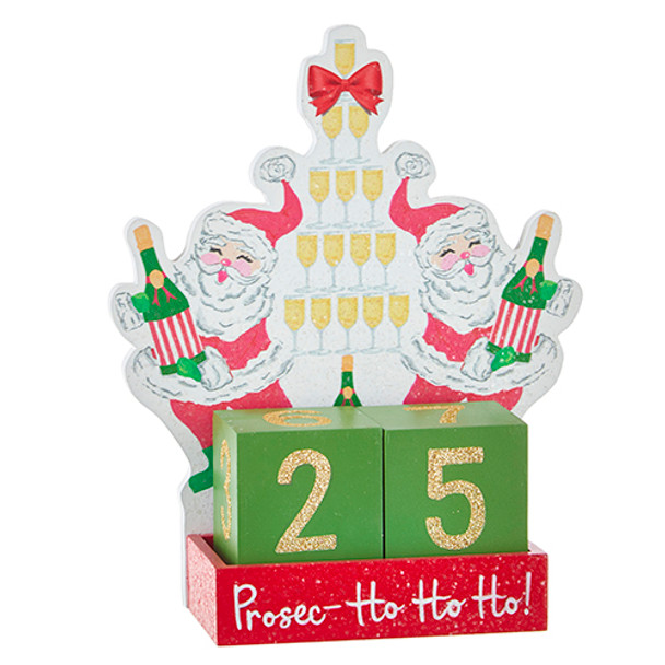 Raz 8,25" Santa's Champagne Tree Christmas Countdown Blocks 4216286