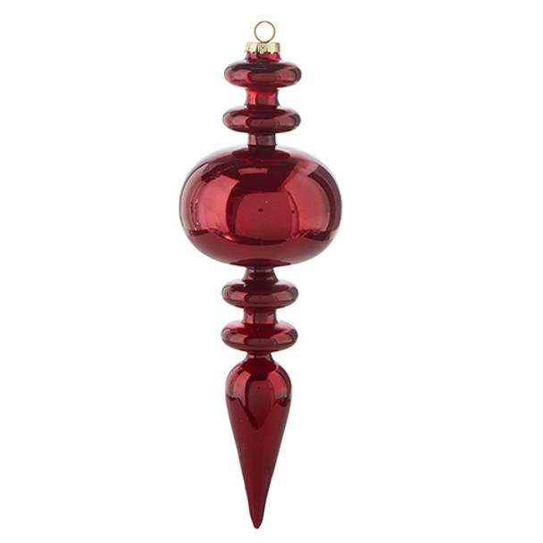 Adorno navideño de cristal con remate rojo grande Raz de 12,5" 4222885-2
