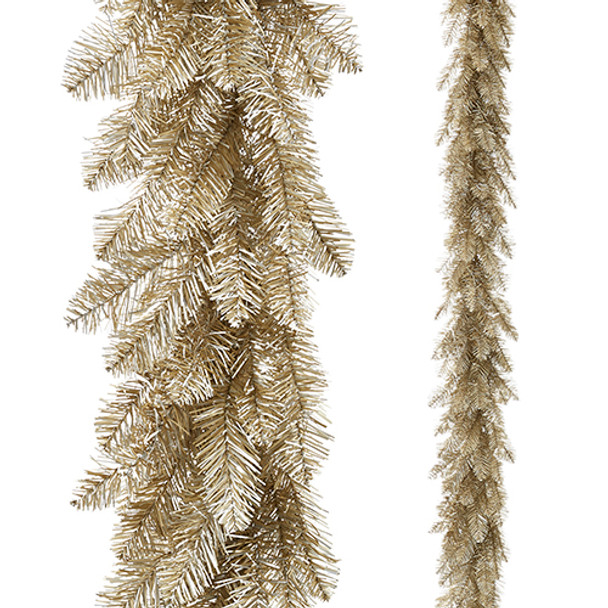 Raz 6' Unlit Champagne Gold Tinsel Christmas Garland G4247051