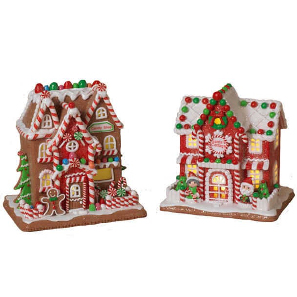9" Battery Operated Lighted Clay Dough Gingerbread Christmas House 2659510