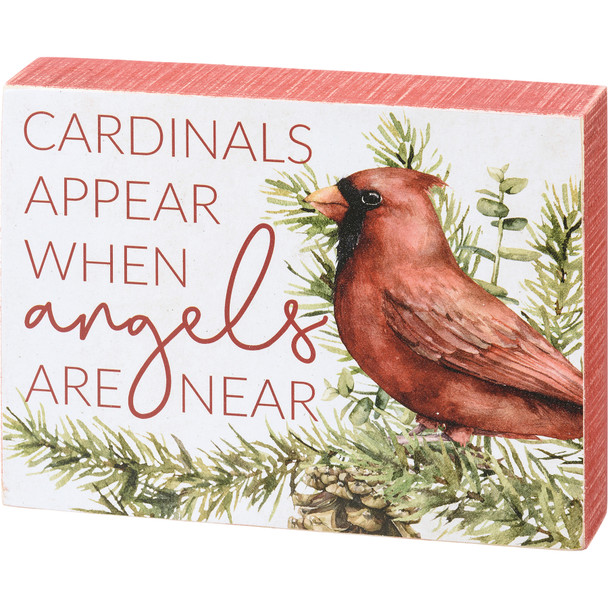 Primitives By Kathy 8" Cardinals Appear When Angels Are Near Christmas Box Sign 113618 -2
