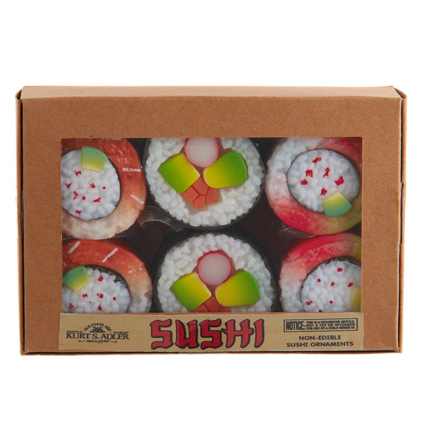 conjunto de caixa de 6 peças de enfeite de Natal de sushi D4063