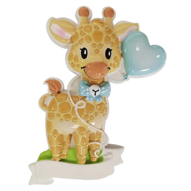 Giraffe Blue Balloon Personalized Christmas Ornament OR2236-M