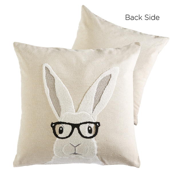 Raz 18" Hipster Bunny with Glasses Throw Pillow 4345517 -2