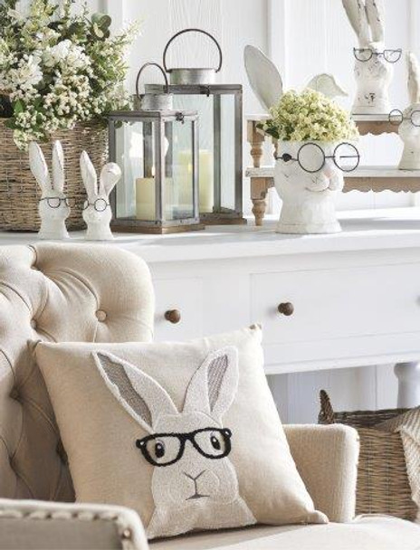 Raz 18" Hipster Bunny with Glasses Throw Easter Pillow 4345517