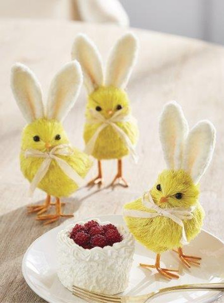 Raz Set of 3 6" Yellow Easter Chicks with Bunny Ears 4353309