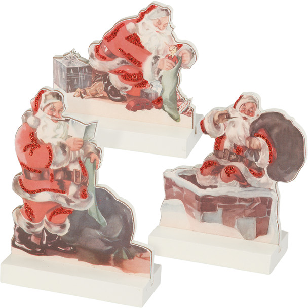 Primitives By Kathy Set di 3 cartelli Babbo Natale in piedi 115318