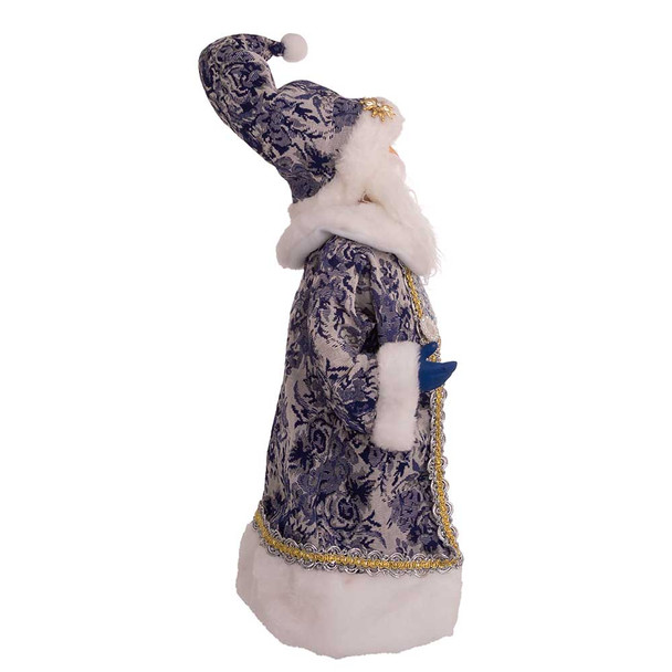 Kurt Adler 18 "azul delft papai noel segurando placa figura de natal j6098 -4