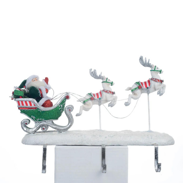 Katherine's Collection 16,75" Peppermint Palace Santa and Reindeer Julestrømpeholder 28-328042