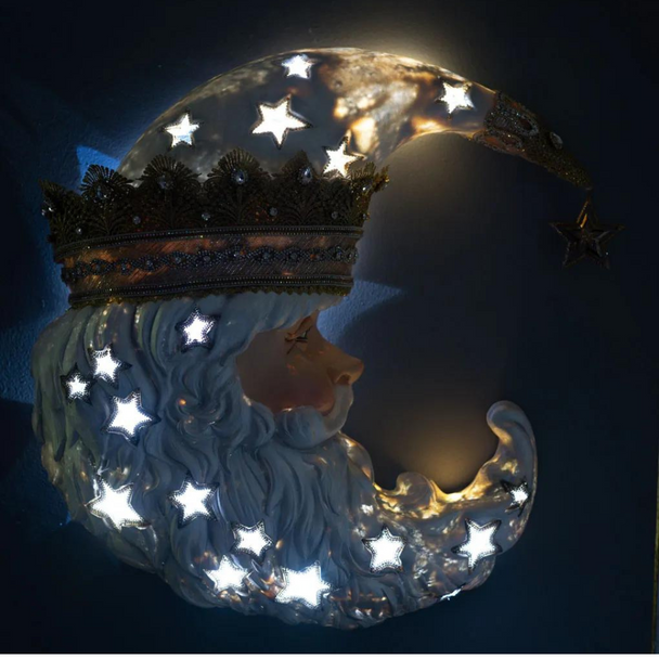 Katherine's Collection Máscara de pared de Papá Noel celestial de noche estrellada con pilas de 21 "con luces 28-328060 -2