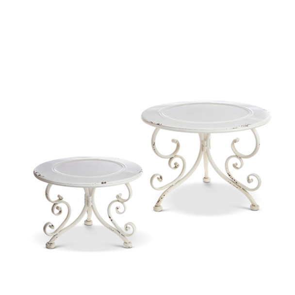 Raz Set of 2 White Distressed Metal Risers 4228915 -2