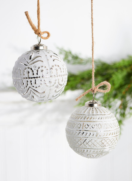 Raz 4" Whitewashed Mercury Glass Ball Christmas Ornament 4238333