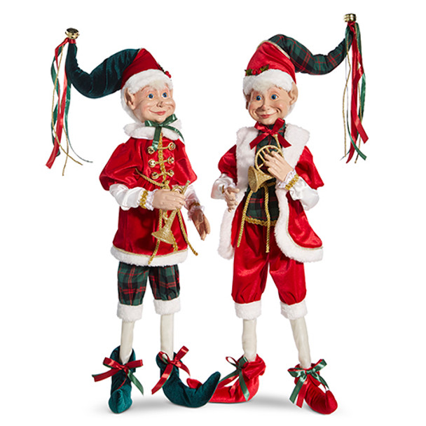 Raz 30" große, karierte, bewegliche Weihnachtselfenfigur 4302356 -2