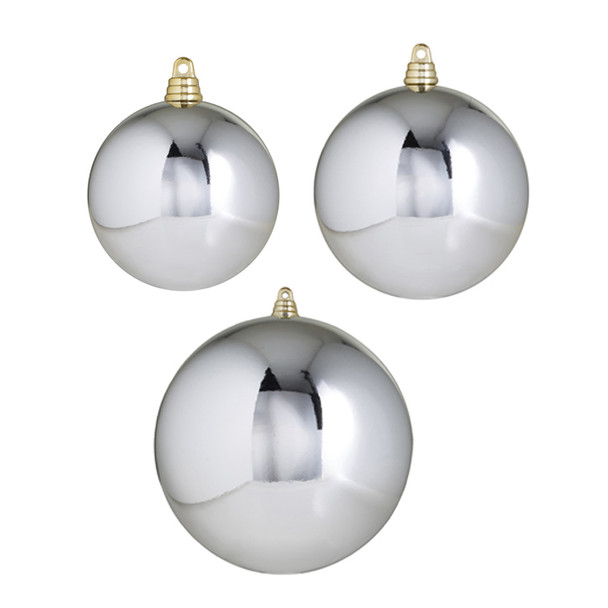 Ornements de Noël boule brillante argentée Raz 3", 4" ou 6"