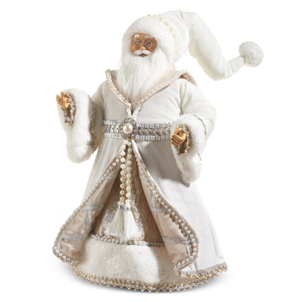 Figura navideña de Papá Noel navideño con encanto plateado y blanco Raz de 18 "4315517-2