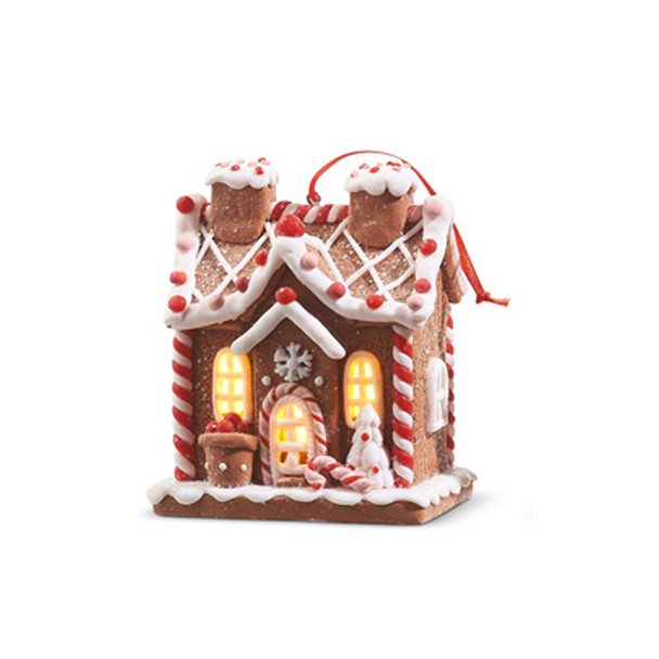 Raz 5" Battery Operated Lighted Gingerbread House Christmas Ornament 4316088 -3
