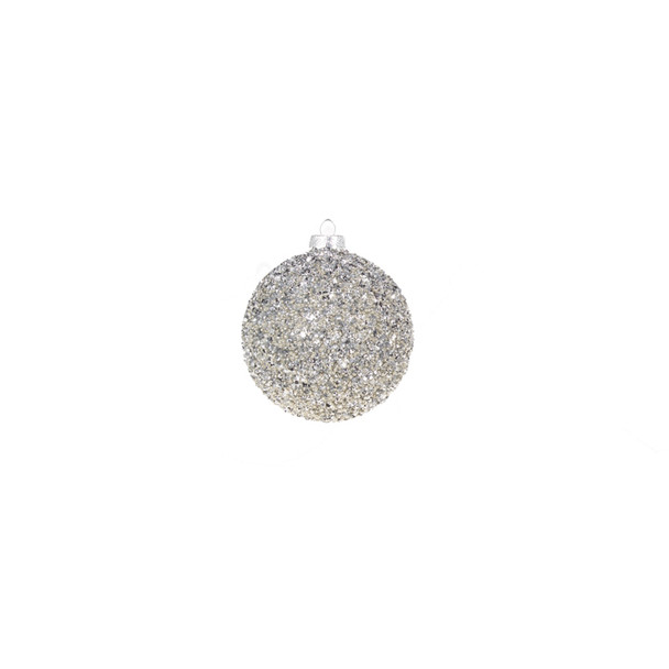 Raz 4" Silver Beaded Glass Christmas Ornament 4322806 -2