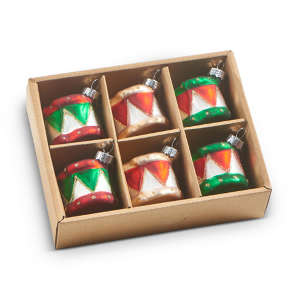 Raz 2" Box of 6 Drum Glass Christmas Ornament 4322835 -2