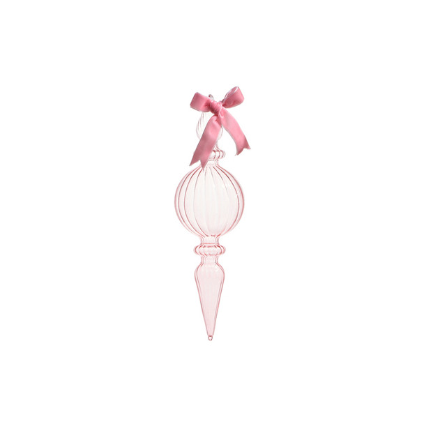 Raz 11" Clear Pink Blown Glass Finial Christmas Ornament 4322852 -3