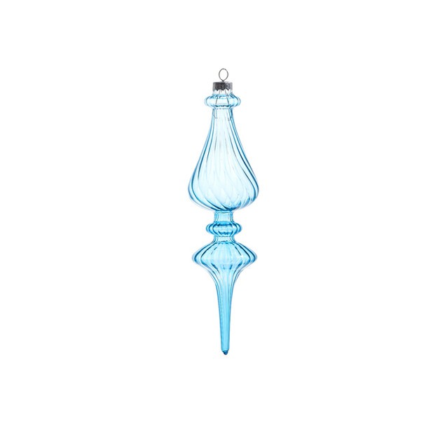 Raz 9.5" Light Blue Blown Glass Finial Christmas Ornament 4322925 -4