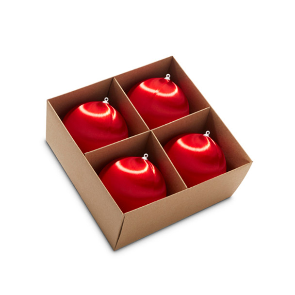 Raz 4" Box of 4 Red Satin Ball Christmas Ornaments 4322732