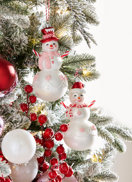 Raz 6.25" Peppermint Snowman Glass Christmas Ornament 4352876