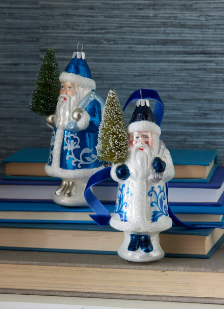 Papai Noel Delft Raz 5,5" com enfeite de Natal de vidro de árvore 4352893