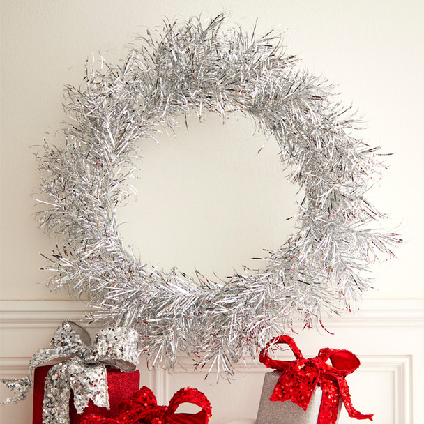 Raz 22" Silver Tinsel Christmas Wreath W4302402