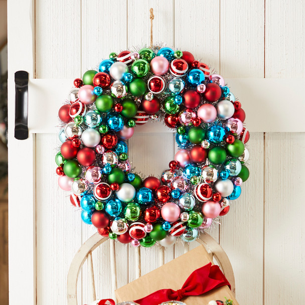 Raz 19.5" Vintage Ornament and Tinsel Christmas Wreath W4332715