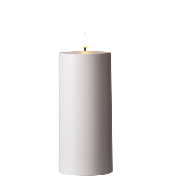 Uyuni 3" x 5" or 7" Flat Top Moving Flame White Outdoor Pillar Battery Candle -3