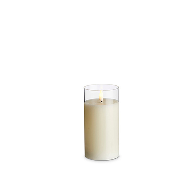 Uyuni Moving Flame Clear Glass Ivory Pillar Battery Candle -3