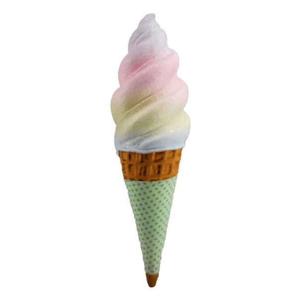 December 29.5" Large Rainbow Swirl Ice Cream Cone with Green Sleeve 08-08730