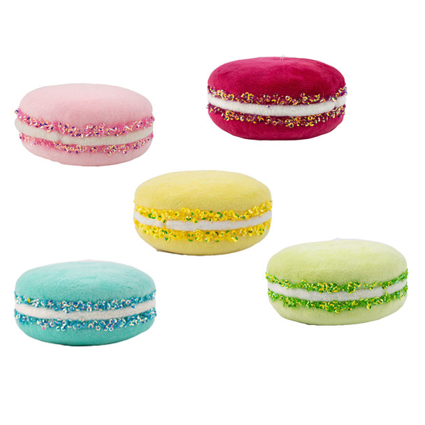 Set di ornamenti natalizi Macaron da 4" con diamanti di dicembre, set da 5