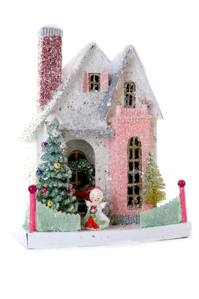 Cody foster 11 "cabaña de ángel de nieve vintage putz casa de navidad hou-321